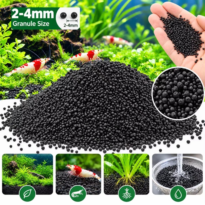 Fish Tank Gravel - Black Aquarium Substrate Soil for Aquatic