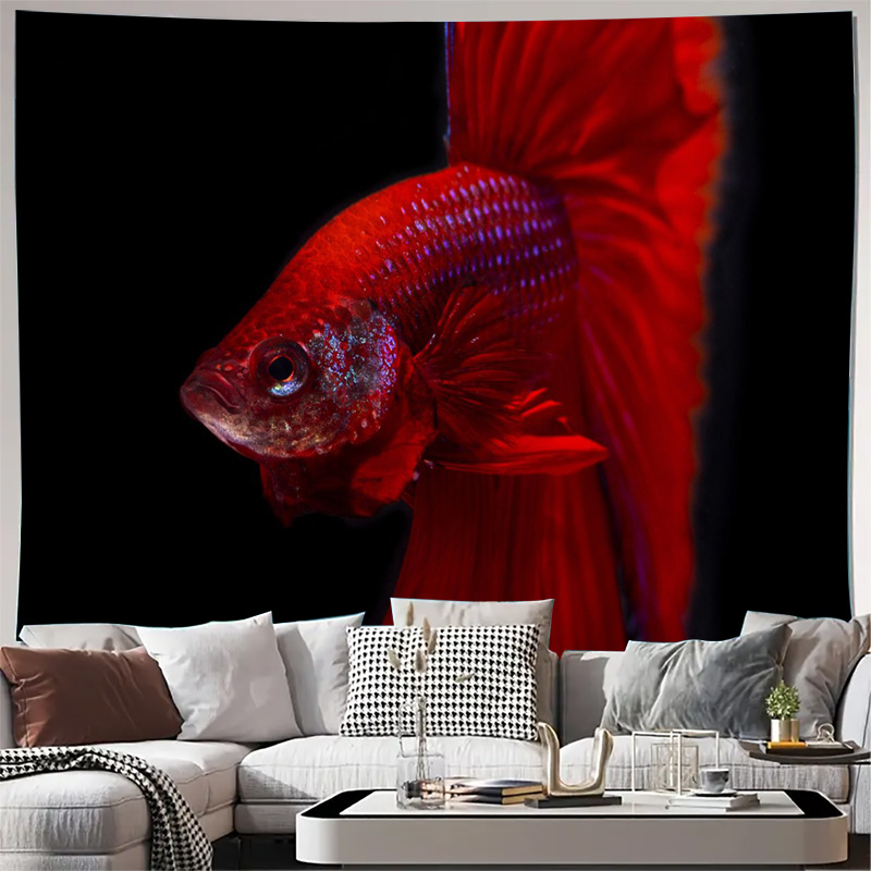 Vibrant Red Betta Fish Tapestr - Fish Aquarium Home recension och pris