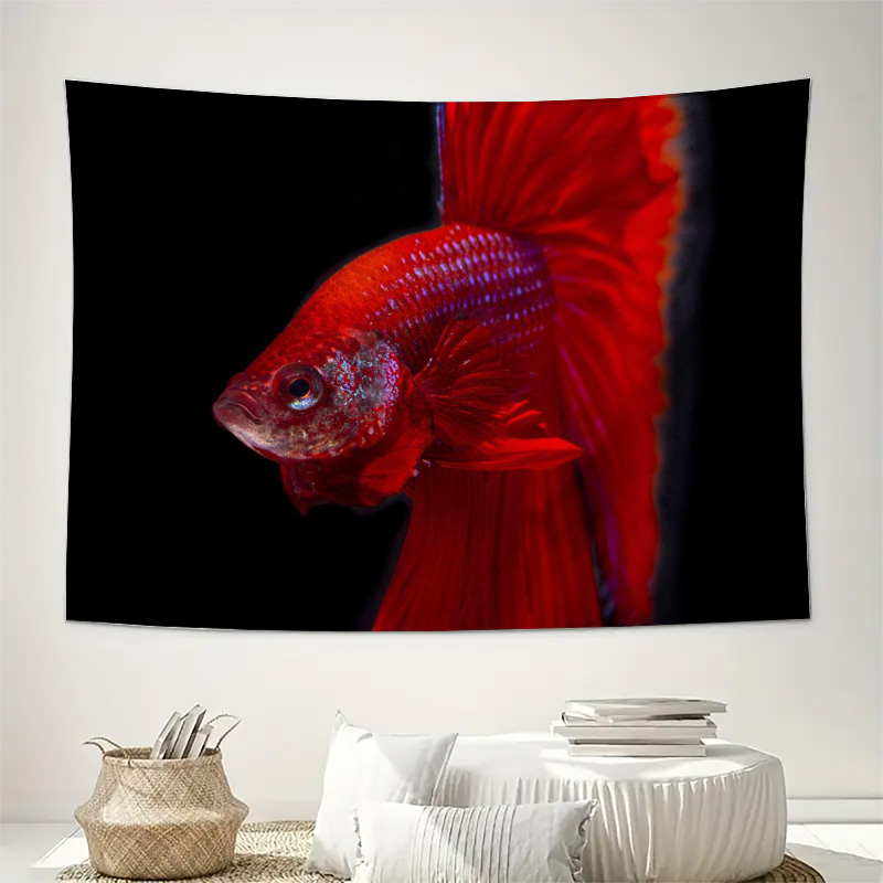 Vibrant Red Betta Fish Tapestr - Fish Aquarium Home recension och pris