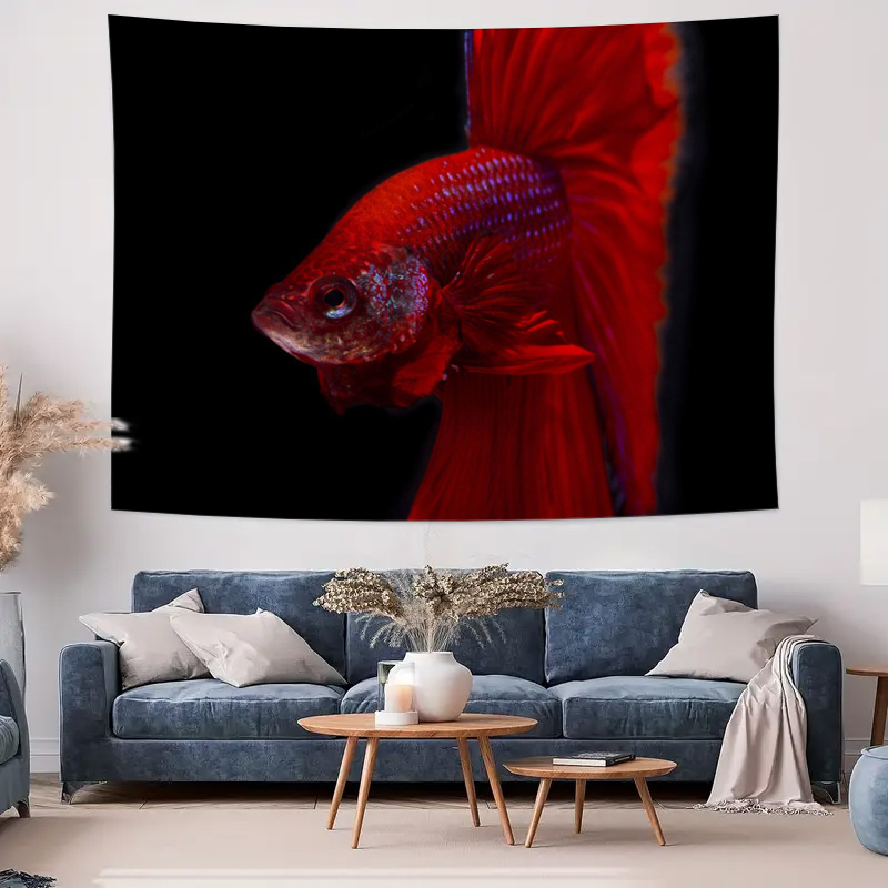 Vibrant Red Betta Fish Tapestr - Fish Aquarium Home recension och pris